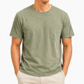 T-shirt uomo taglia M in cotone verde salvia con taschino stile casual