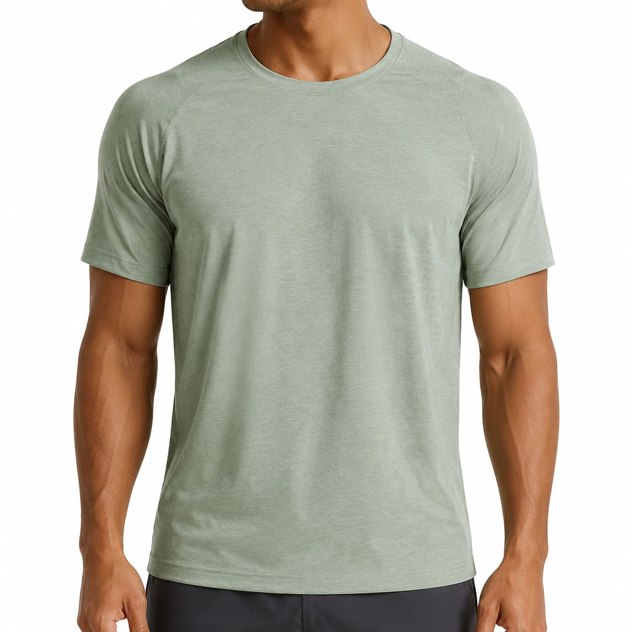 T-shirt uomo taglia L verde salvia in tessuto a maglia - girocollo manica corta casual