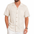 Camicia uomo M in lino beige a maniche corte stile casual