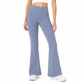 Leggings donna taglia S in tessuto elasticizzato azzurro a vita alta svasati per fitness
