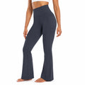 Leggings donna M in tessuto elasticizzato blu navy a vita alta con fondo svasato