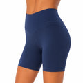 Pantaloncini sportivi donna S in tessuto elasticizzato blu navy a vita alta