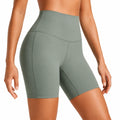 Shorts ciclista donna S a vita alta in tessuto elasticizzato verde salvia per fitness
