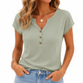 Maglia da donna taglia S in tessuto verde salvia a coste con bottoni